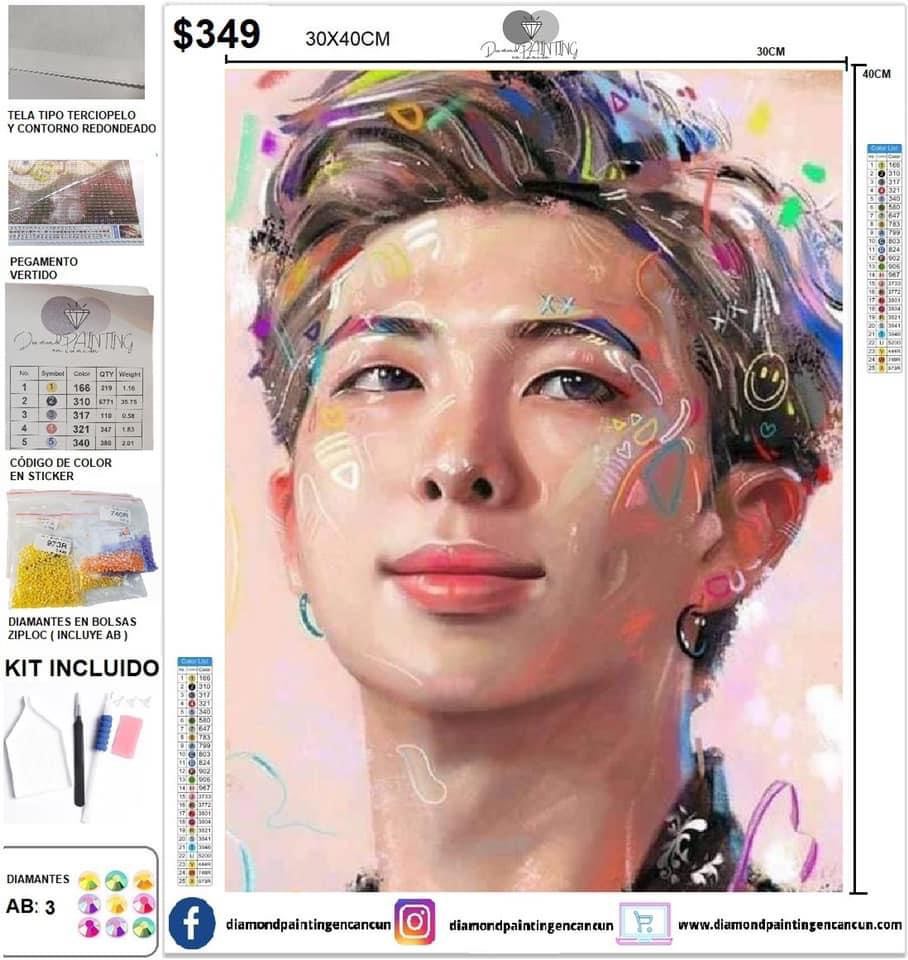 BTS RM 30 X 40 incluye DIAMANTES AB