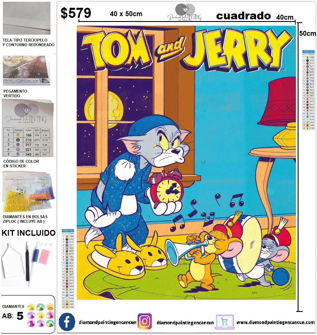 Tom and Jerry 40 x 50 incluye DIAMANTES AB