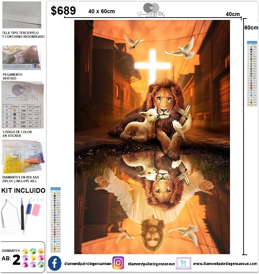 Jesús 40 x 60 cm incluye DIAMANTES AB