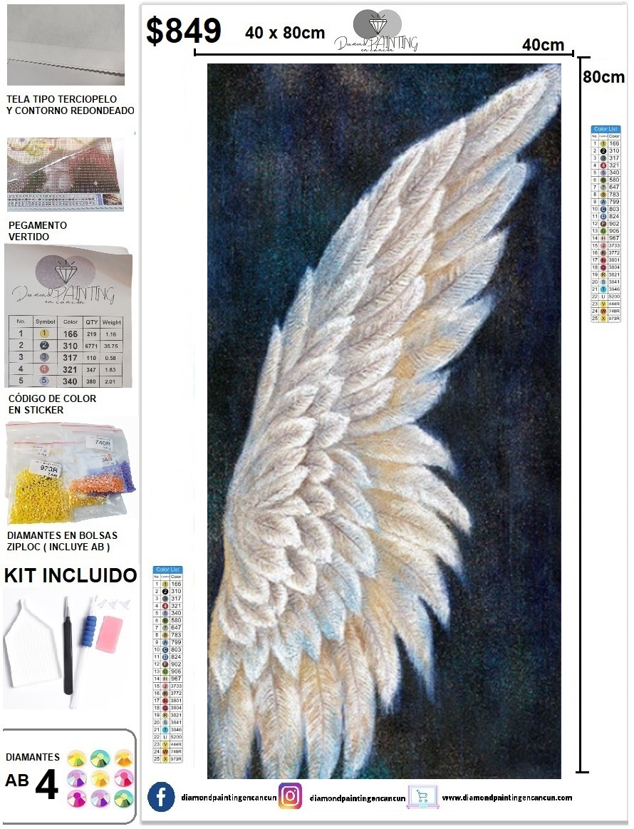 Set de Alas 40 x 80 2 Piezas Incluye Diamantes AB