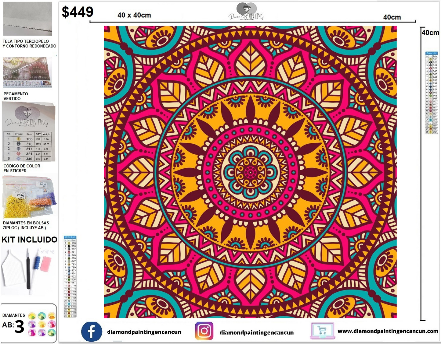 Mandala 40 x 40 incluye DIAMANTES AB