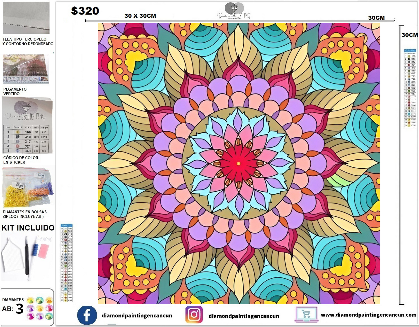 Mandala 30 x 30 contiene DIAMANTES AB