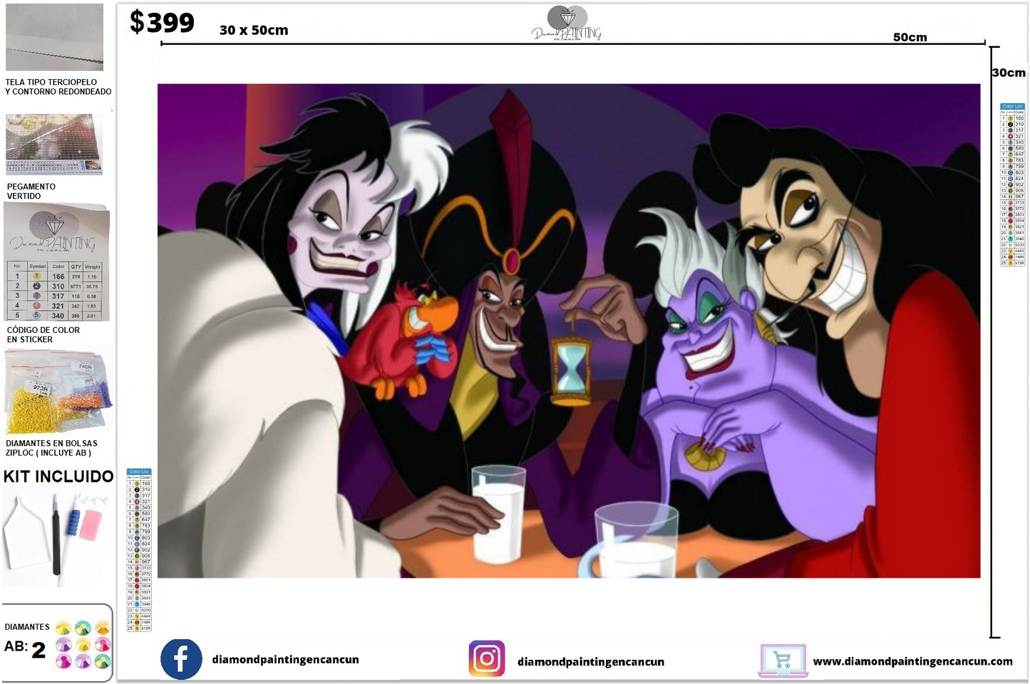 Villanos Disney 30 x 50 incluye DIAMANTES AB