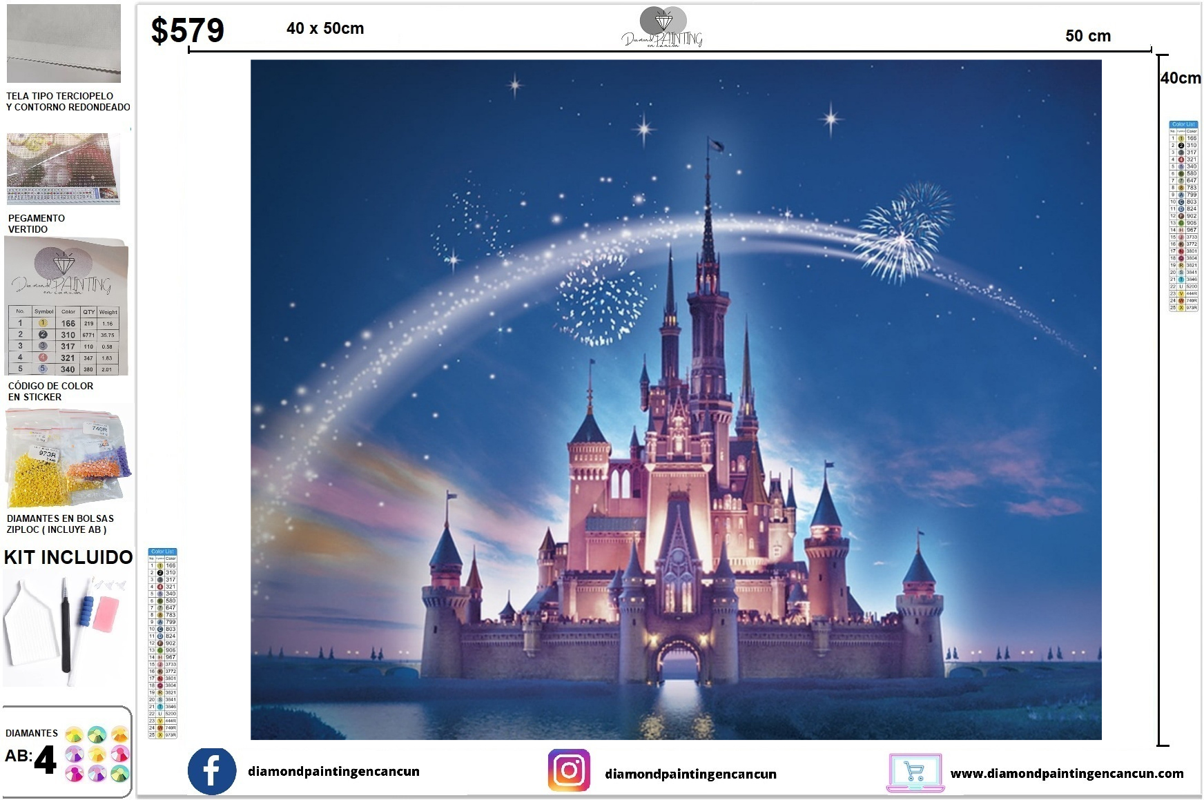 Castillo Disney 30 x 40 incluye DIAMANTES AB – Diamond Painting en