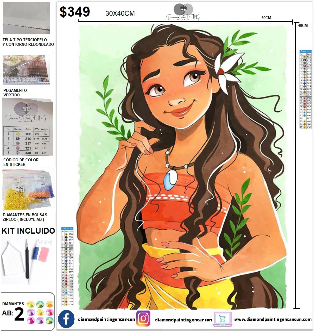 Moana 30 x 40 incluye DIAMANTES AB