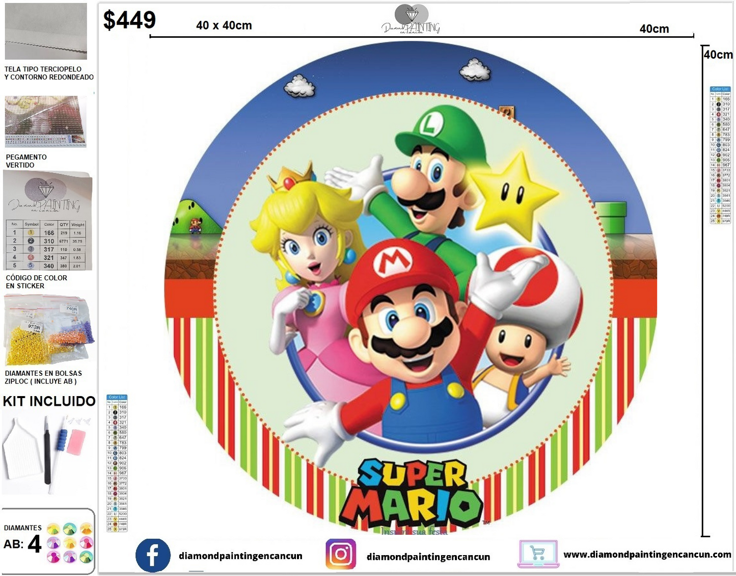 Mario Bros 40 x 40 incluye DIAMANTES AB