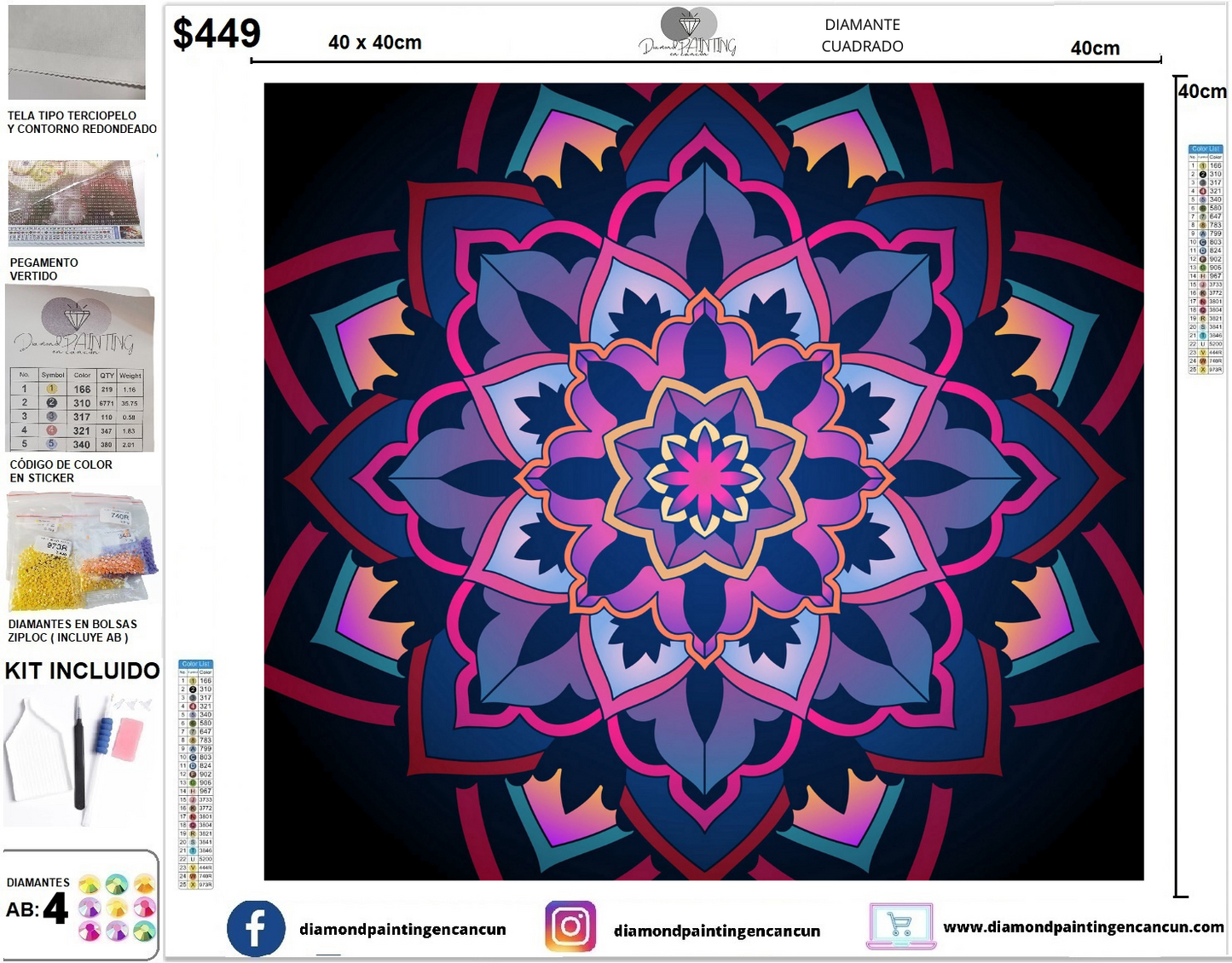 Mandala 40 x 40 incluye DIAMANTES AB