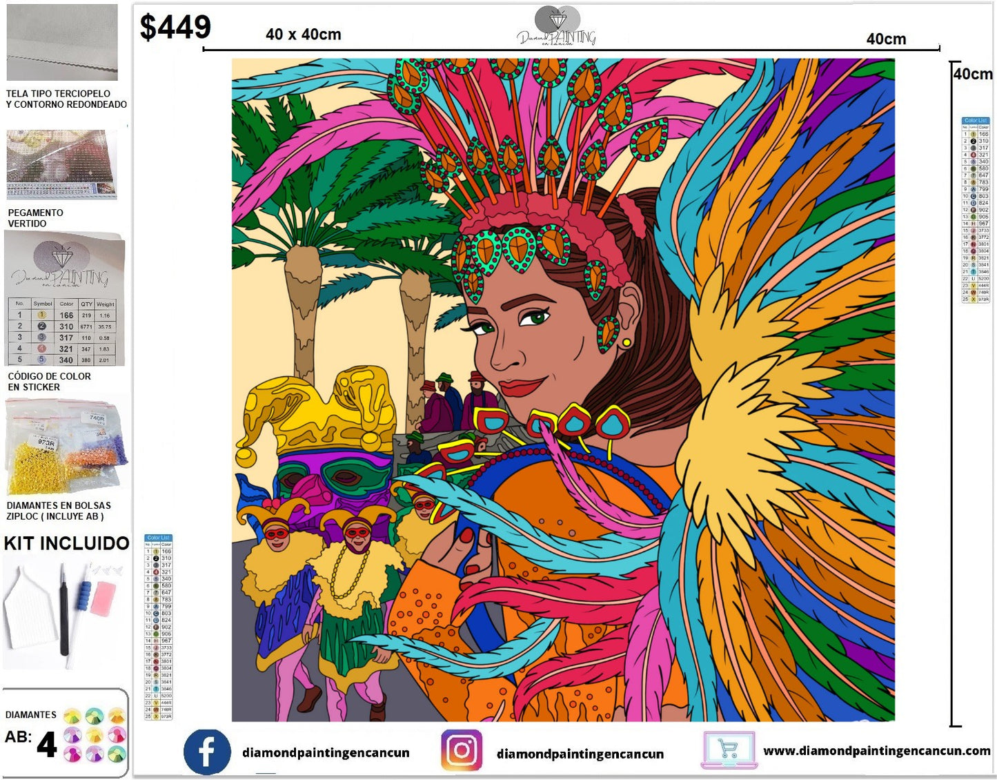 Carnaval 40 x 40 (4 Diamantes AB)