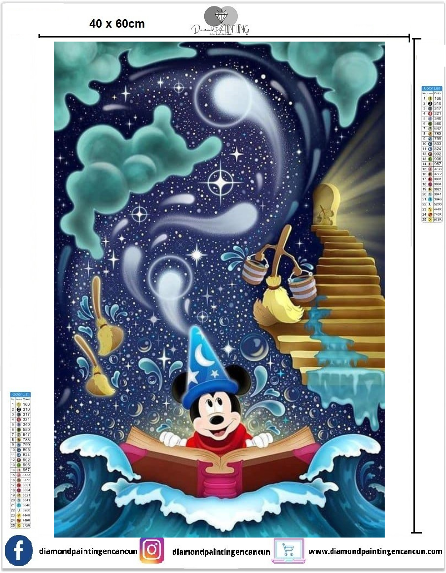 Mickey 40 x 60 contiene Diamante gelatina brillante en la oscuridad, ab y polvo de hada