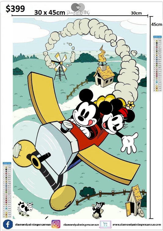 Mickey y minnie 30 x 45 contiene DIAMANTES AB Y POLVO DE HADA