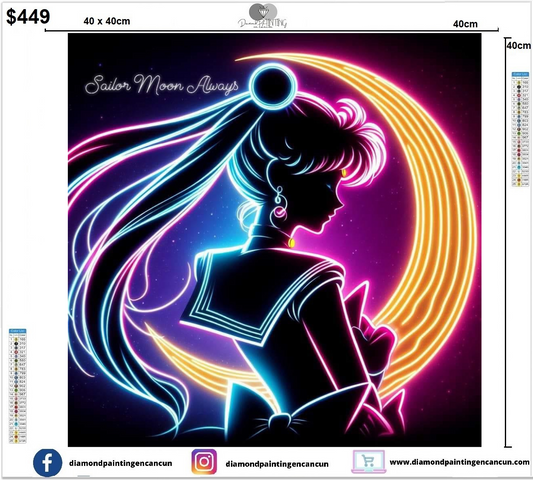 Sailor Moon 40 x 40 contiene DIAMANTES AB Y POLVO DE HADA