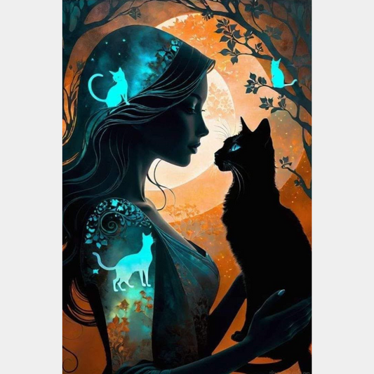 Chica con gato 40 x 60