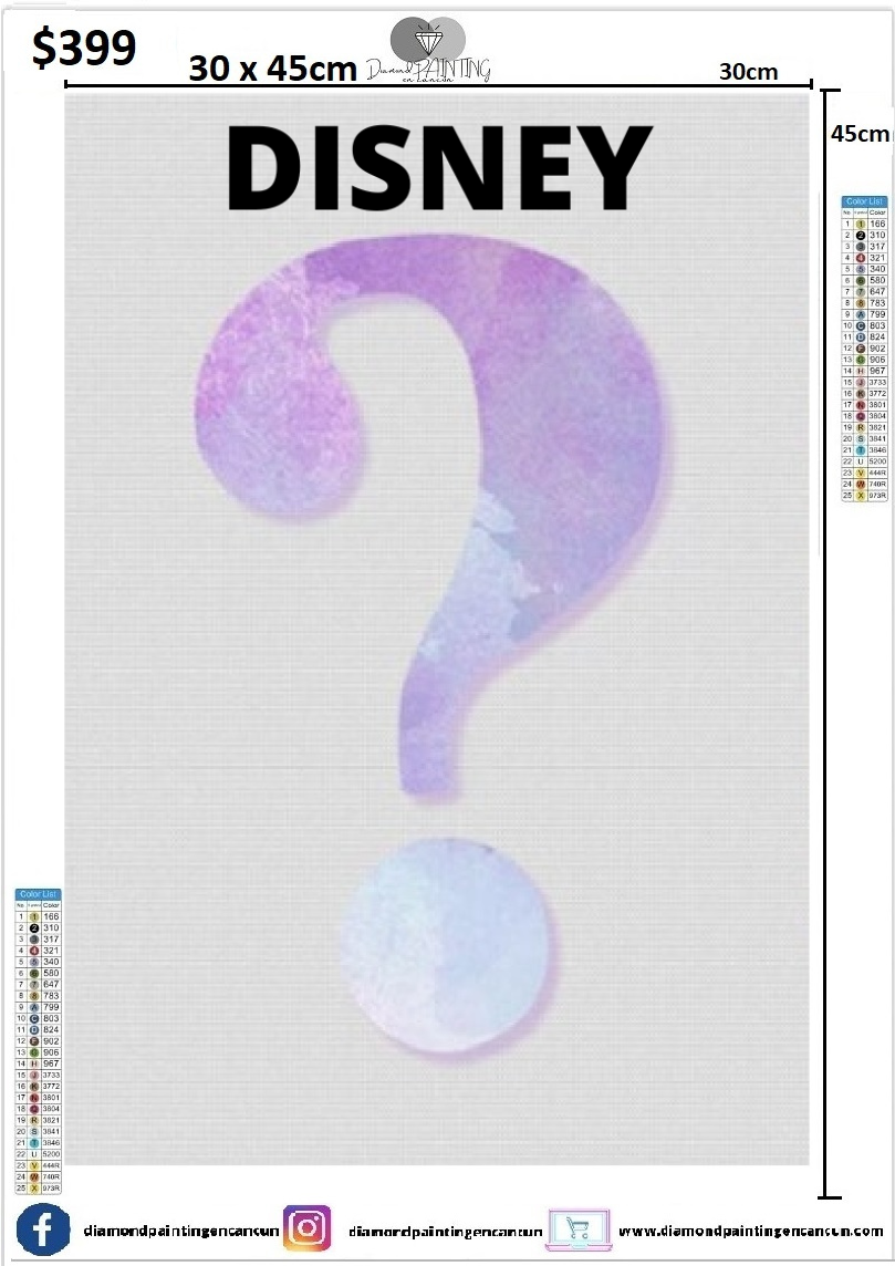 Misterioso Disney 30 x 45 contiene DIAMANTES AB Y POLVO DE HADA