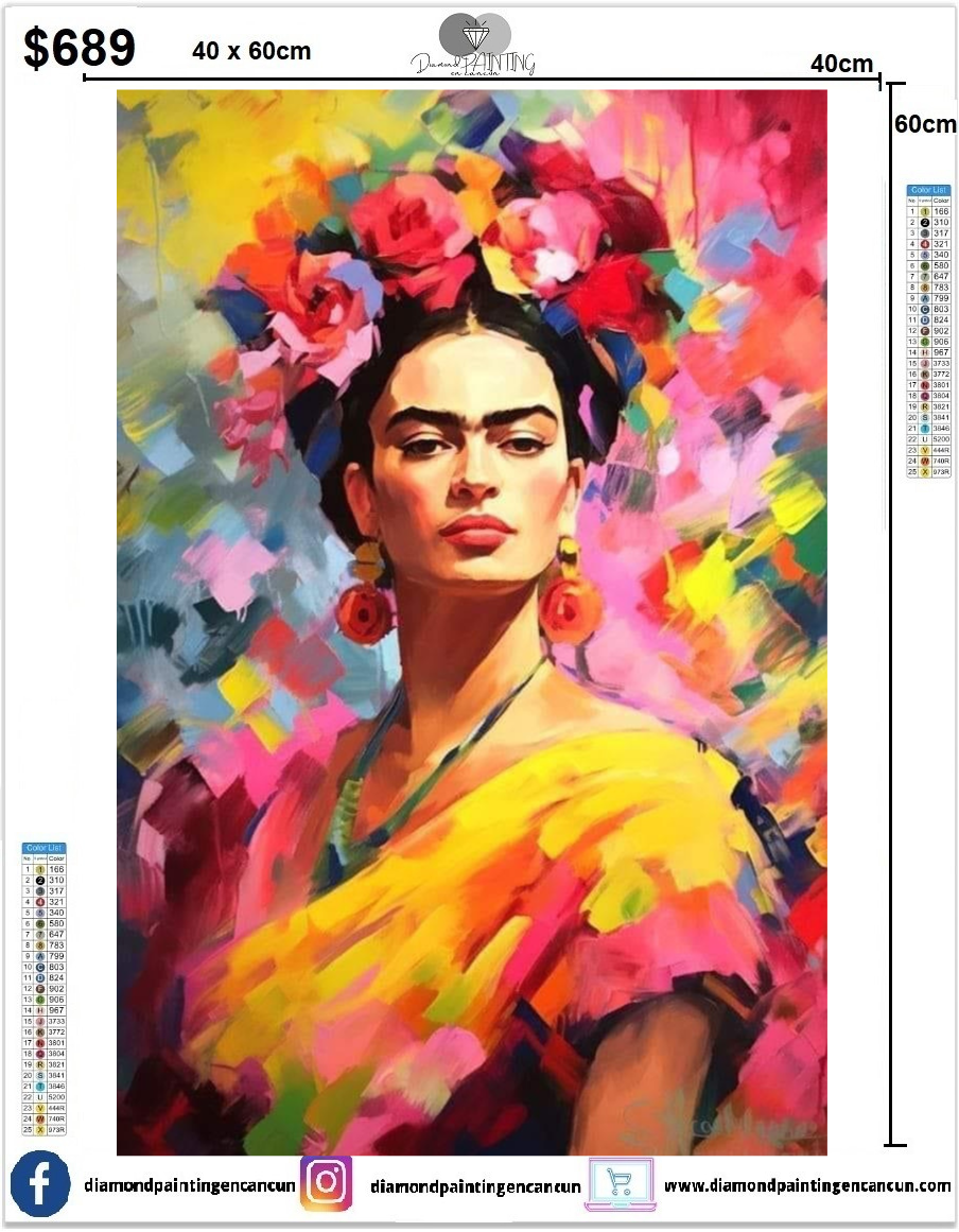 Frida 40 x 60cm contiene DIAMANTES AB Y POLVO DE HADA