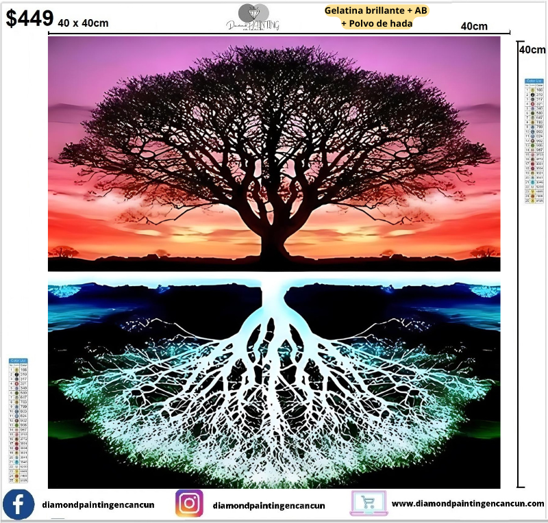 Arbol de la vida 40 x 40 contiene Diamante ab y polvo de hada