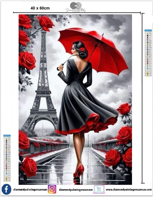 Mujer paris 40 x 60 contiene Diamante gelatina brillante en la oscuridad, ab y polvo de hada