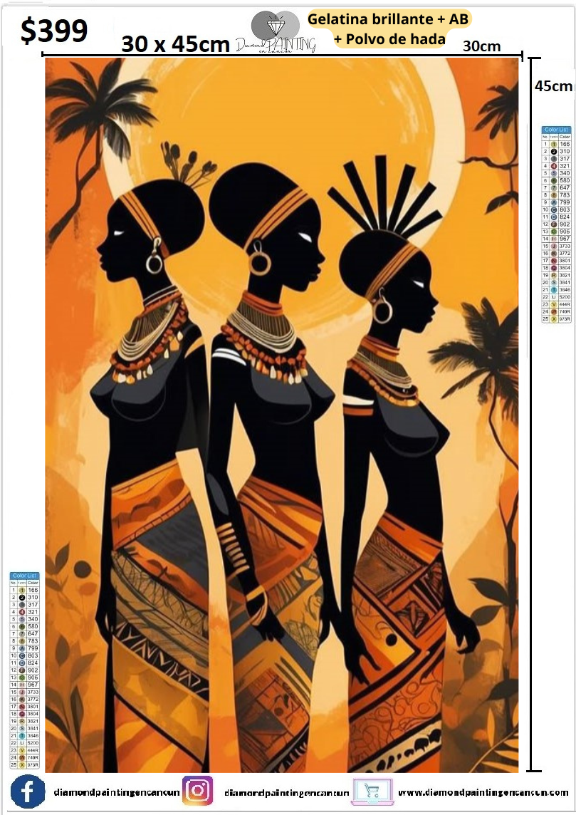 Arte africano 30 x 45 contiene Diamante gelatina brillante en la oscuridad, ab y polvo de hada