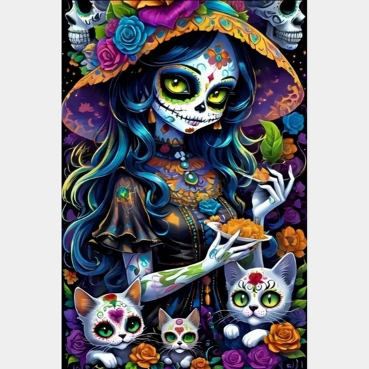 Catrina Con Gatitos 40x60