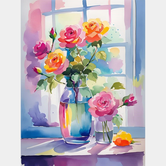Florero acuarela 30 x 40