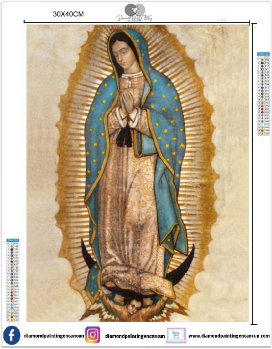 Virgen 30 x 40cm incluye DIAMANTES AB Y POLVO DE HADA