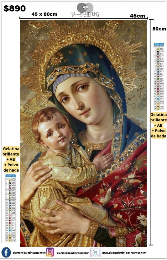 Virgen 45 x 80 contiene DIAMANTES GELATINA BRILLANTE EN LA OSCURIDAD, AB Y POLVO DE HADA