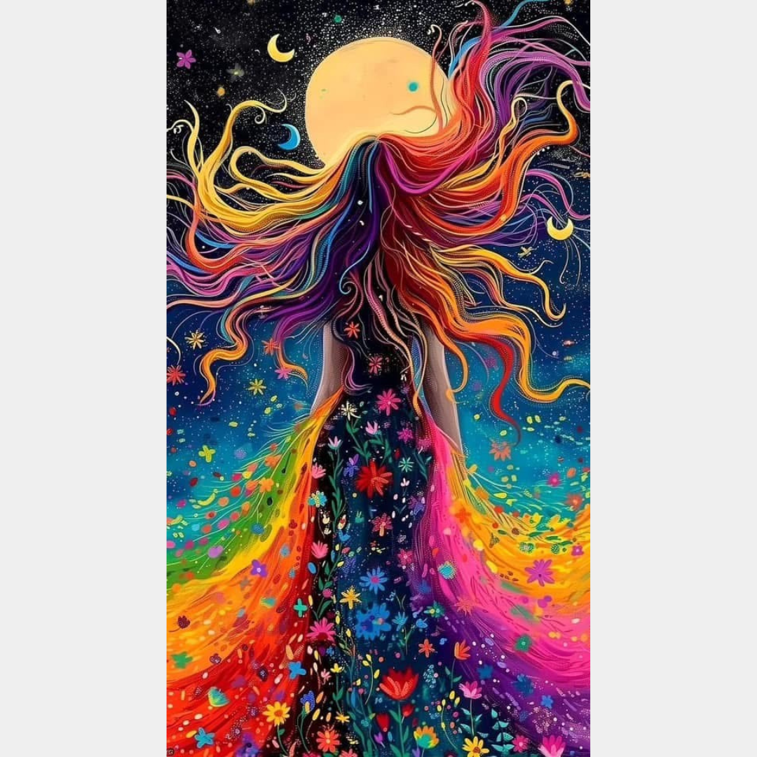 Chica viendo la luna 45 x 80cm