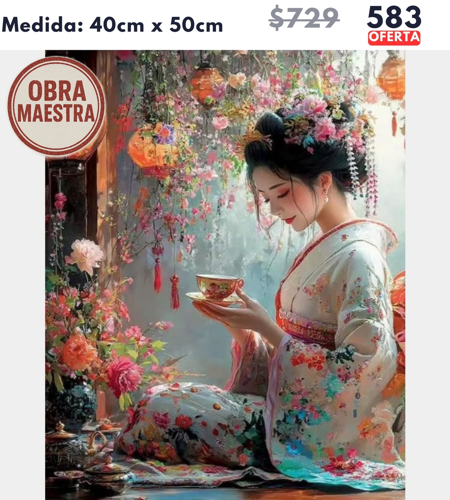 geisha flores 40 x 50 | Aparta con $100 / Resta $483