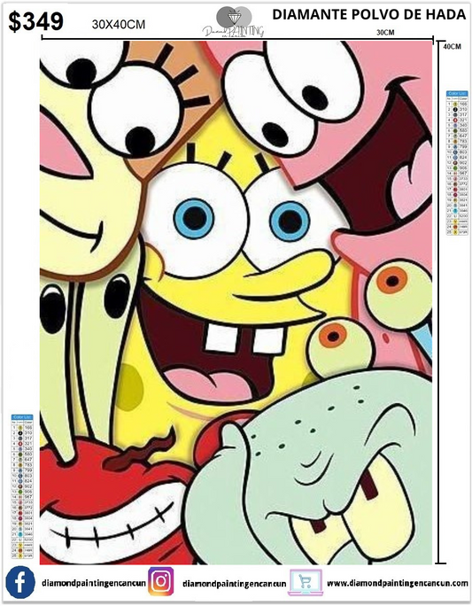 Bob Esponja 30 x 40cm contiene Diamantes Polvo de Hada