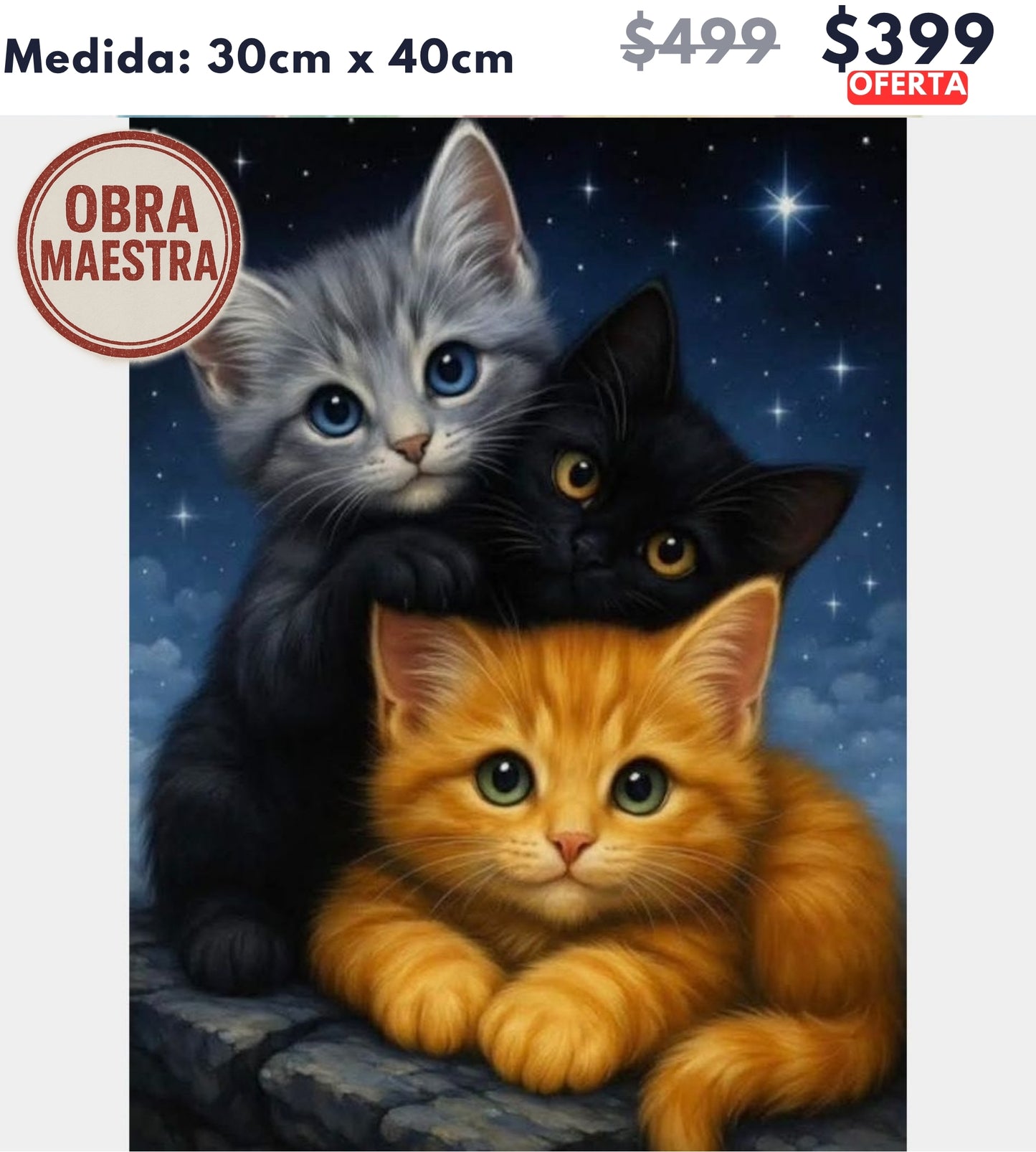 tres gatitos luna 30 x 40 | Aparta con $100 / Resta $299