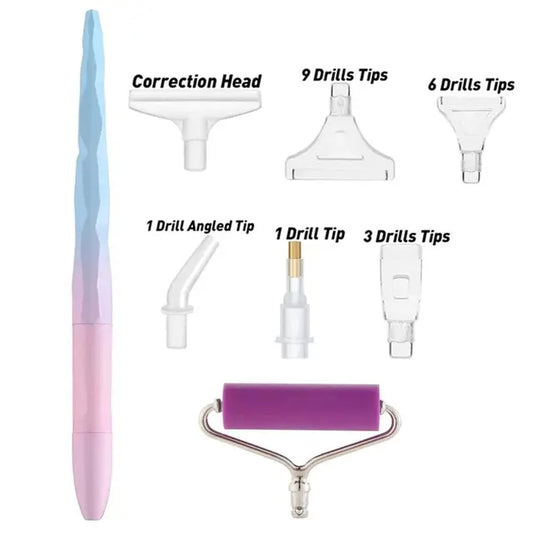 Pluma rosa y azul claro multiplacer y rodillo