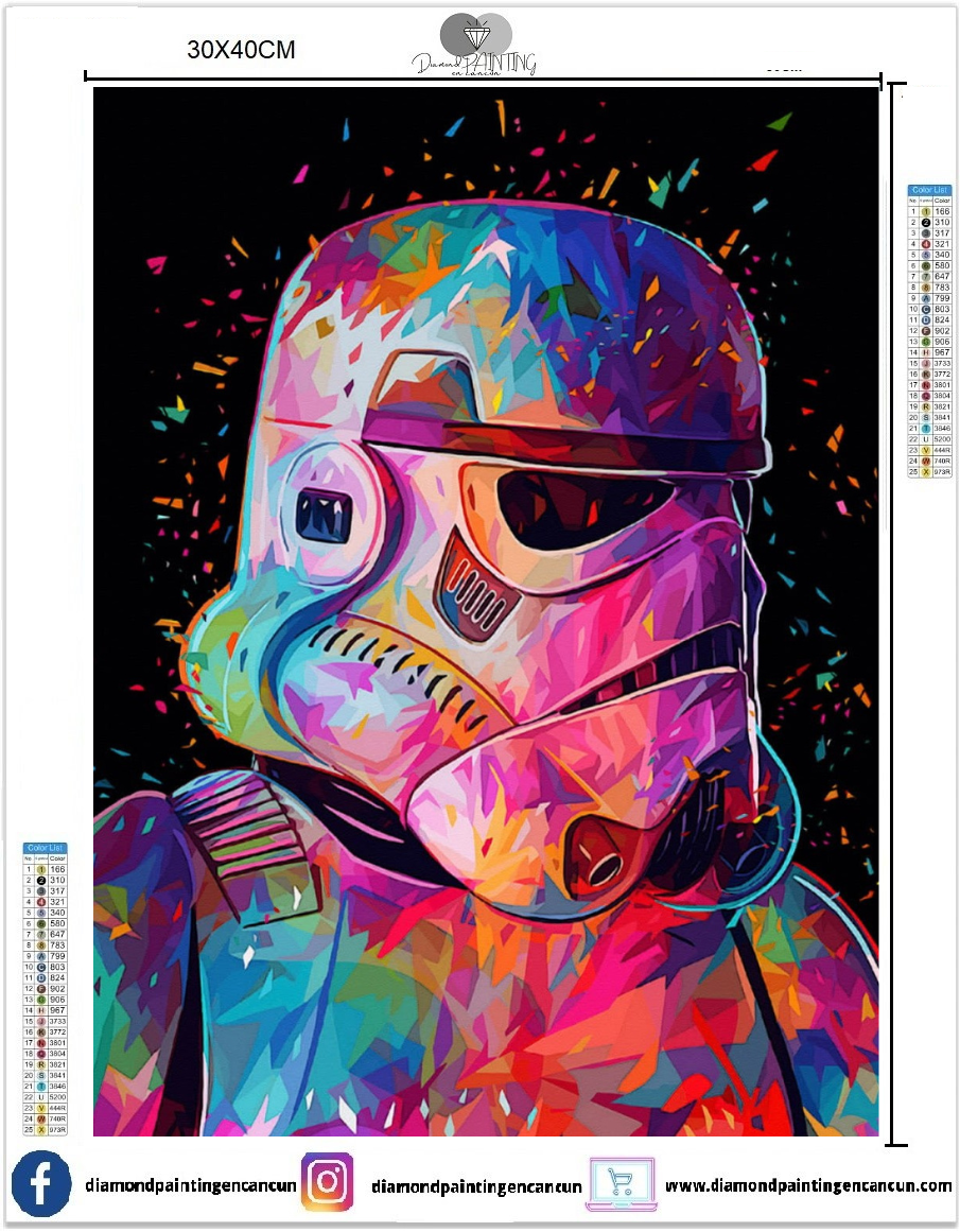 Stormtrooper 30 x 40  incluye DIAMANTES AB Y POLVO DE HADA