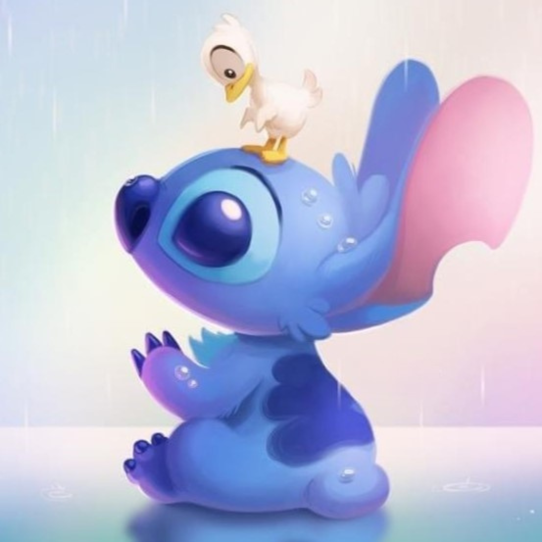 Stitch con pato  | 40 x 40cm