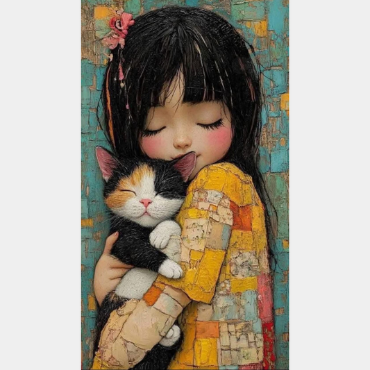 Niña con gato 40 x 70