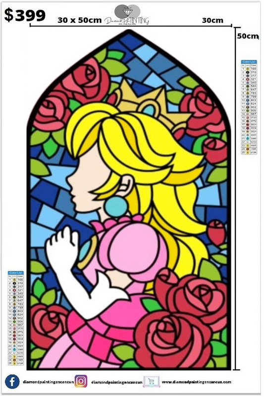 Princesa Peach 30 x 50cm Incluye Diamantes AB