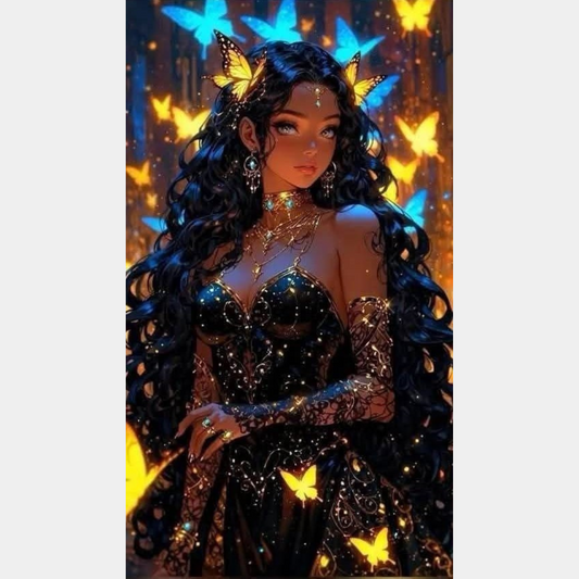Chica con mariposas brillantes 45 x 80cm