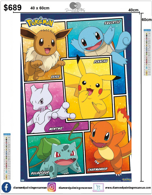 Pokemón 40 x 60 Incluye Diamantes AB