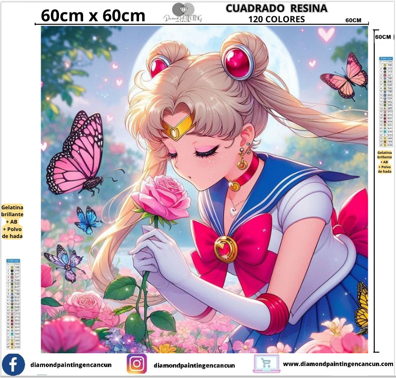 Sailor 60 x 60 Contiene 120 DIAMANTES DE RESINA: GELATINA BRILLANTE EN LA OSCURIDAD, AB Y POLVO DE HADA