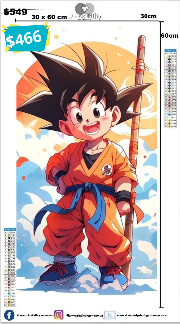 Goku 30 x 60 contiene Diamantes AB y Polvo de hada