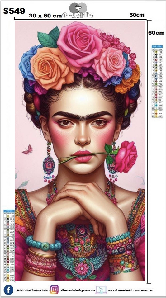 Frida Kahlo 30 x 60 contiene DIAMANTES AB Y POLVO DE HADA