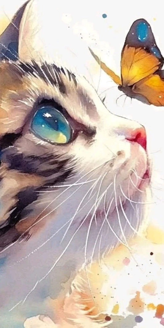 Gatito con mariposa 30 x 60cm
