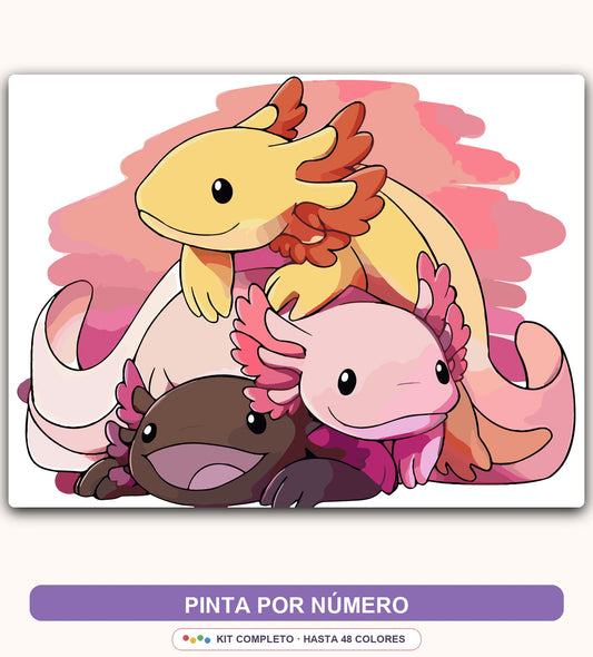 Axolotes Tiernos | 30 x 40 cm