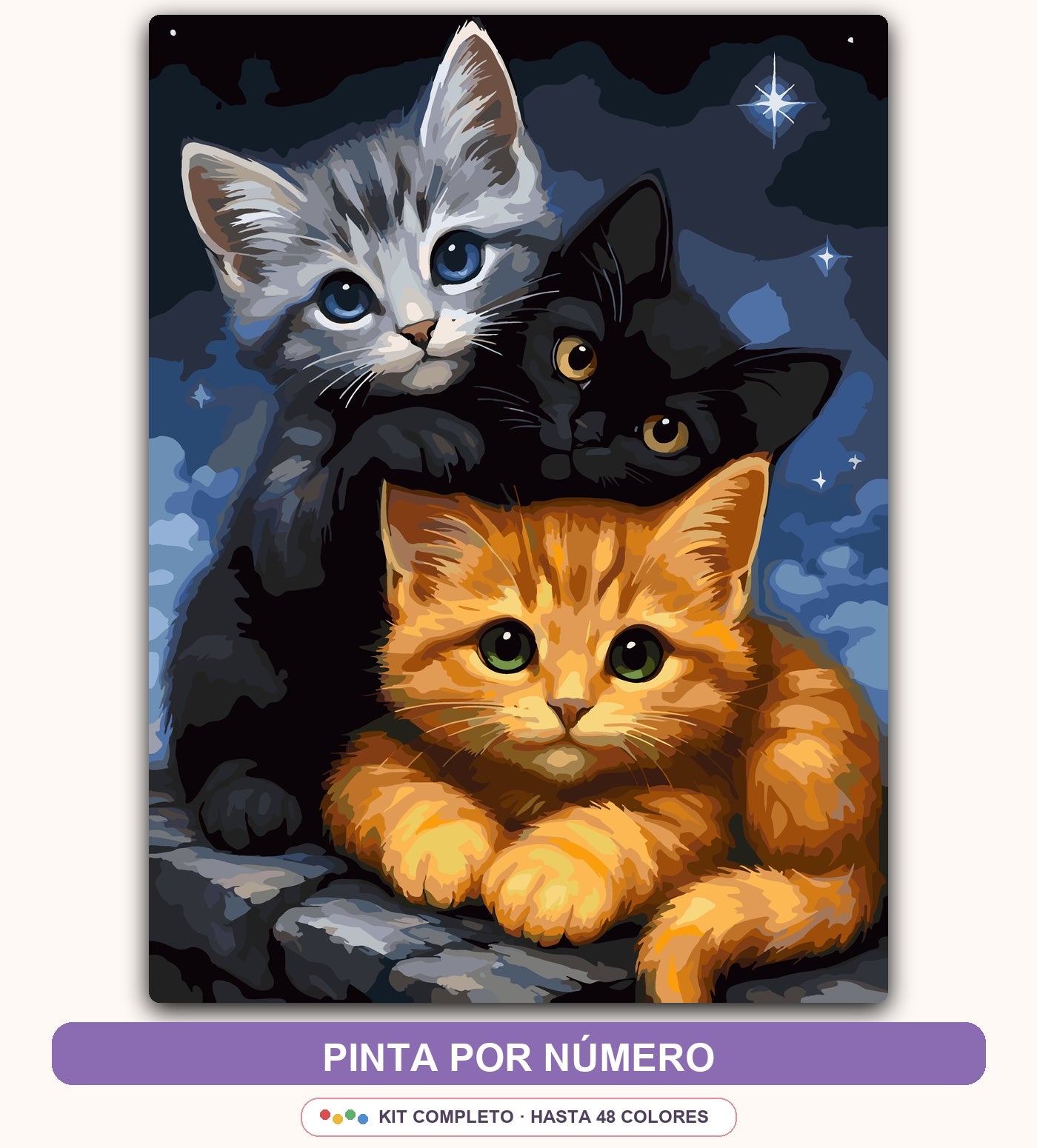 Gatitos bajo la Luna | 30 x 40 cm