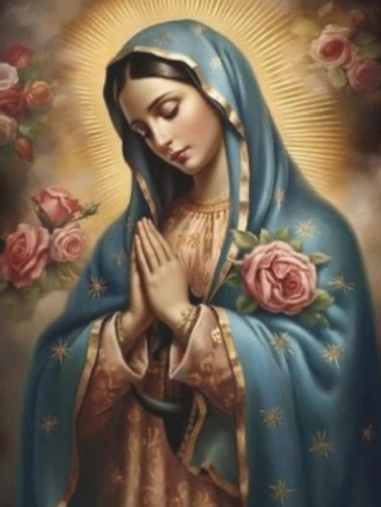 Virgen manto azul 30 x 40cm