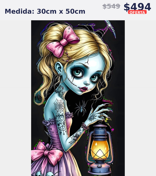 muneca gotica con farol 30 x 50 | Aparta con $100 / Resta $339