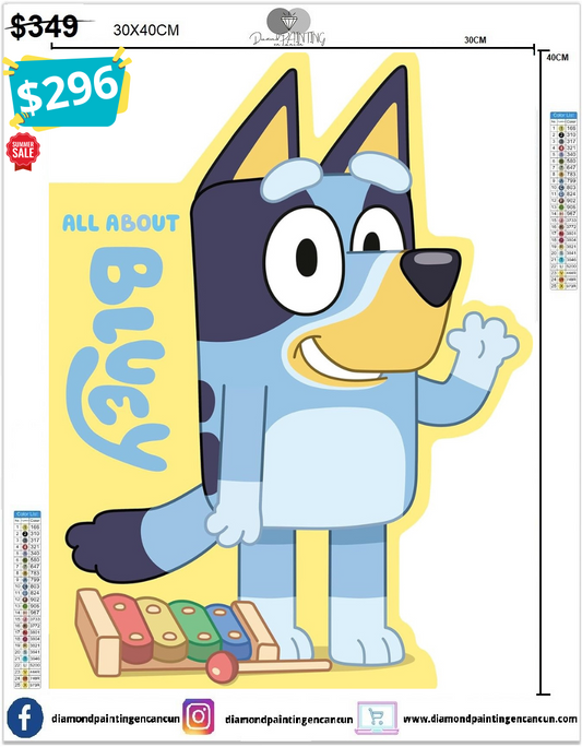 Bluey 30 x 40 contiene Diamantes AB y Polvo de hada