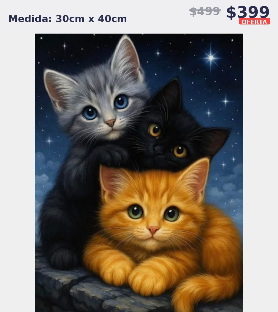tres gatitos luna 30 x 40 | Aparta con $100 / Resta $299