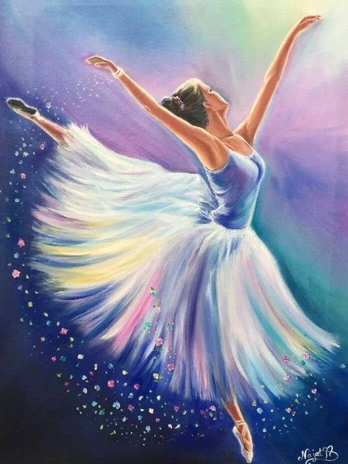 Bailarina 30 x 40cm contiene DIAMANTE GELATINA BRILLANTE EN LA OSCURIDAD, AB Y POLVO DE HADA