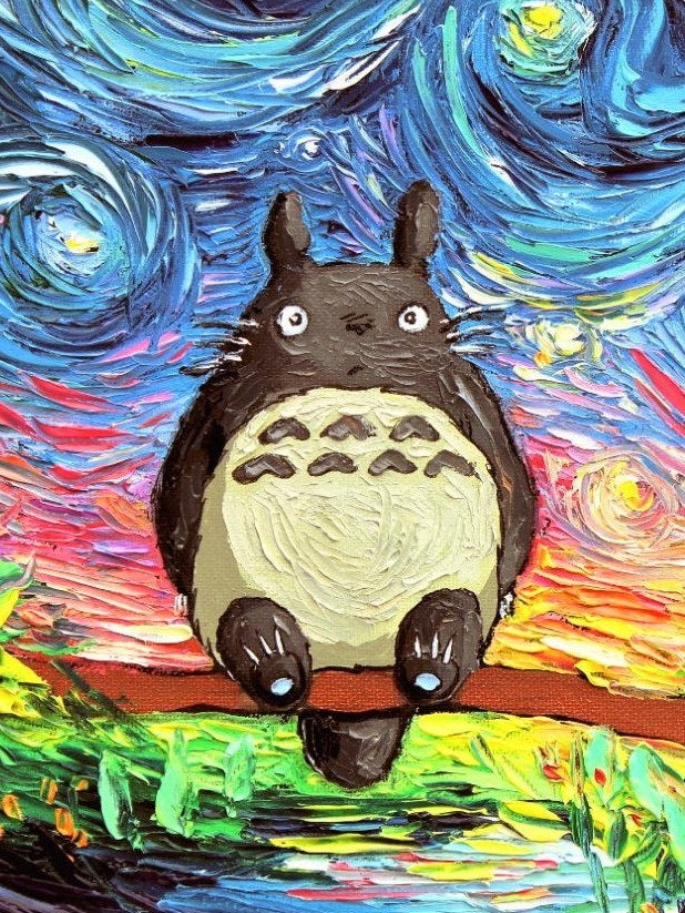 Totoro 30 x 40cm contiene DIAMANTE GELATINA BRILLANTE EN LA OSCURIDAD, AB Y POLVO DE HADA