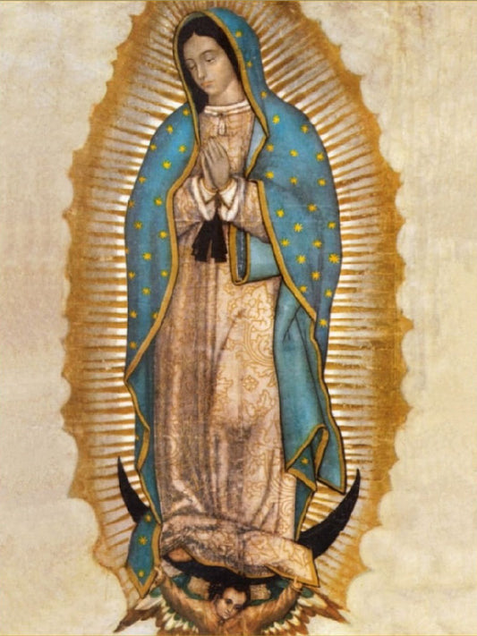 Virgen 30 x 40cm contiene DIAMANTE GELATINA BRILLANTE EN LA OSCURIDAD, AB Y POLVO DE HADA