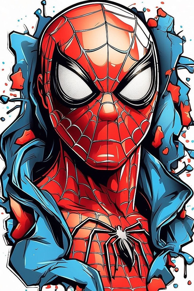 Spiderman 30 x 45cm Contiene DIAMANTES DE RESINA: GELATINA BRILLANTE EN LA OSCURIDAD, AB Y POLVO DE HADA